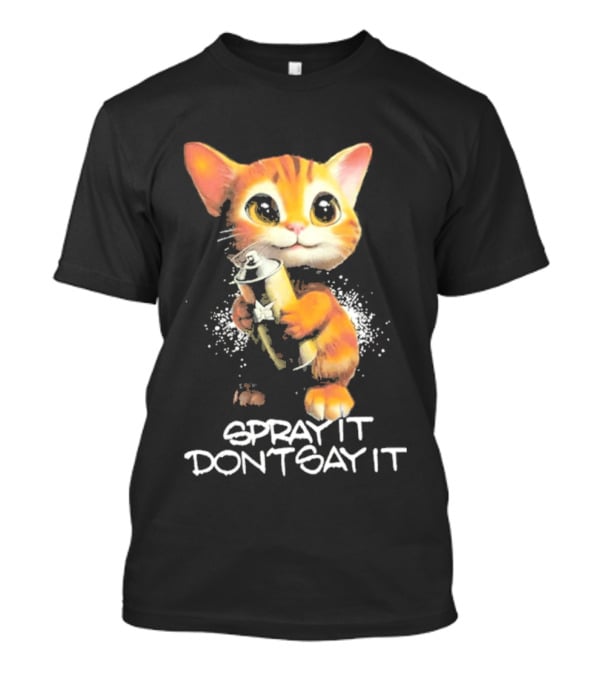 Huf Clothing Spray It Don't Say It Orange Cat With Paintbrush T-Shirt