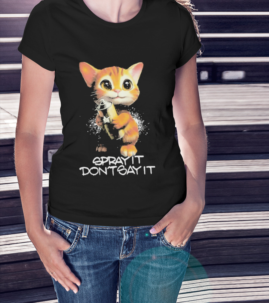 Huf Clothing Spray It Don't Say It Orange Cat With Paintbrush T-Shirt