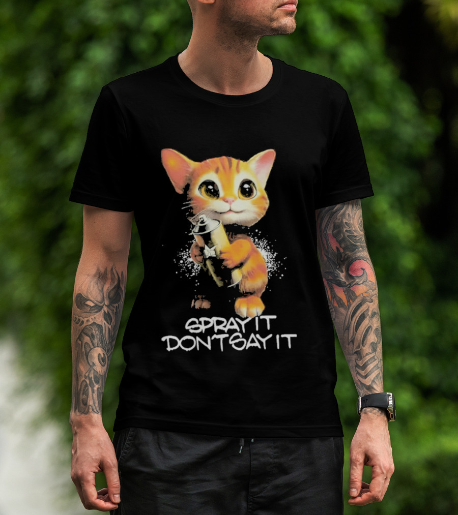 Huf Clothing Spray It Don't Say It Orange Cat With Paintbrush T-Shirt