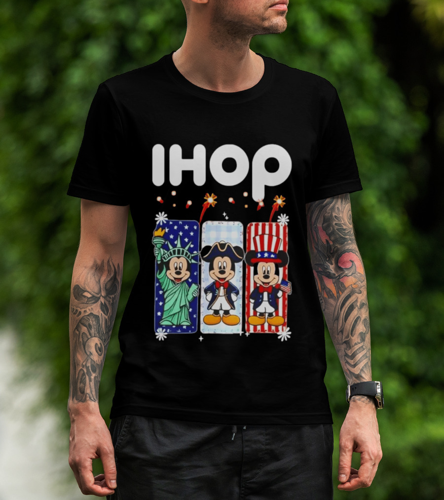 IHOP Mickey Mouse Statue Of Liberty Colonial Patriotic Independence Day T-Shirt