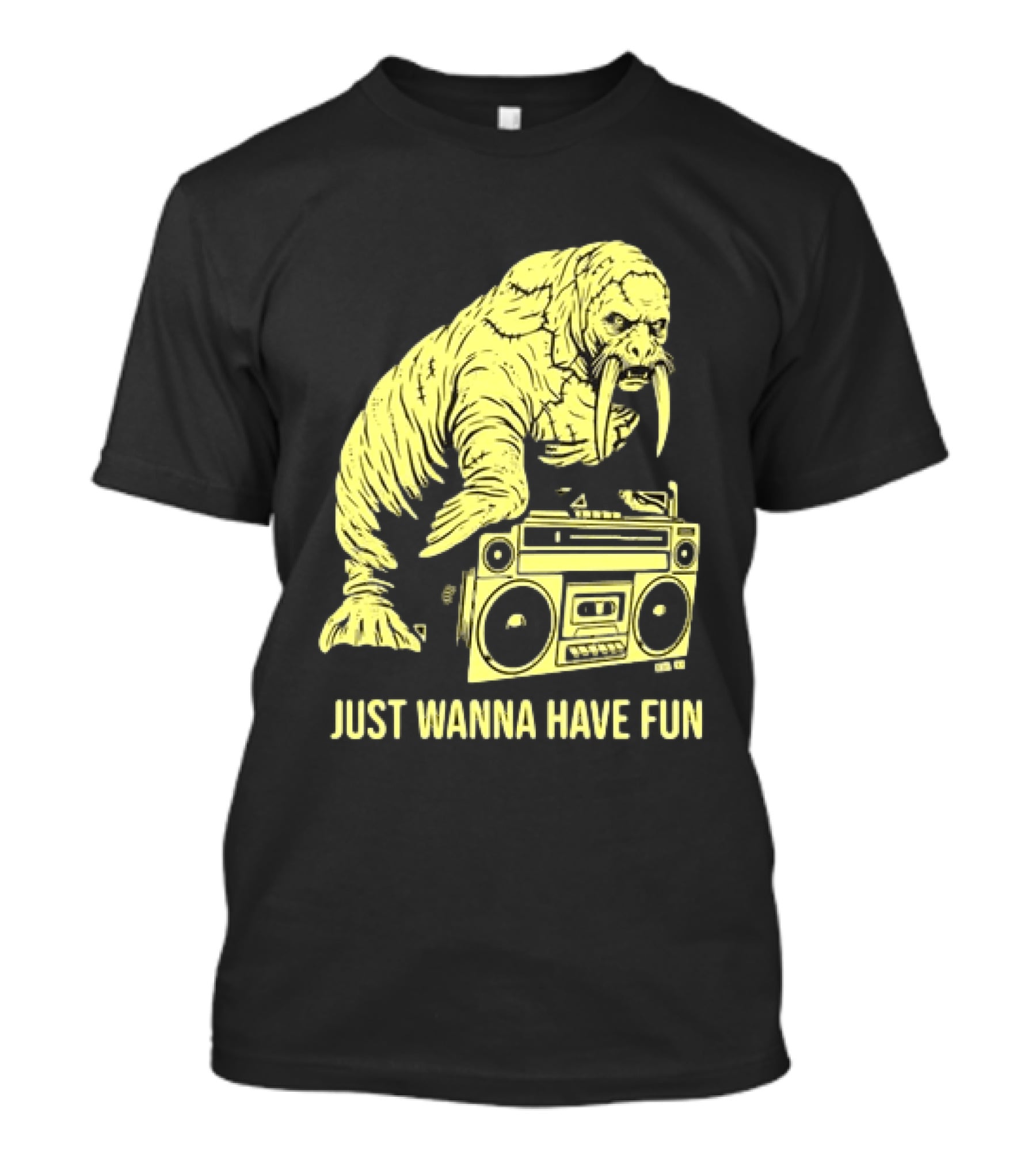 Walrus DJ Just Wanna Have Fun With Boombox T-Shirt