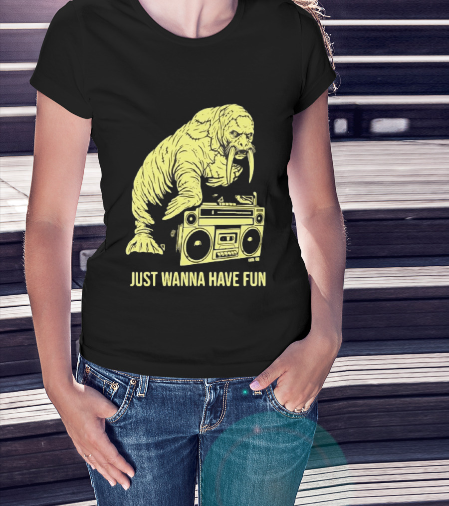 Walrus DJ Just Wanna Have Fun With Boombox T-Shirt