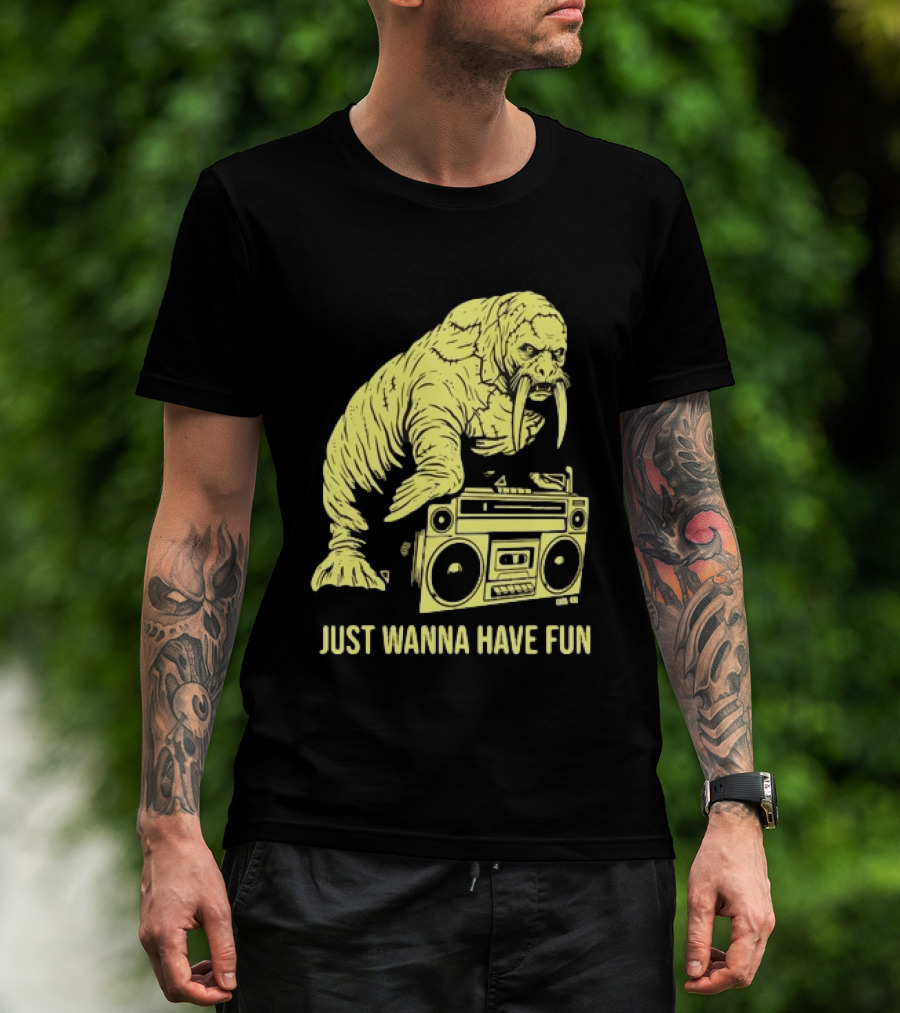 Walrus DJ Just Wanna Have Fun With Boombox T-Shirt
