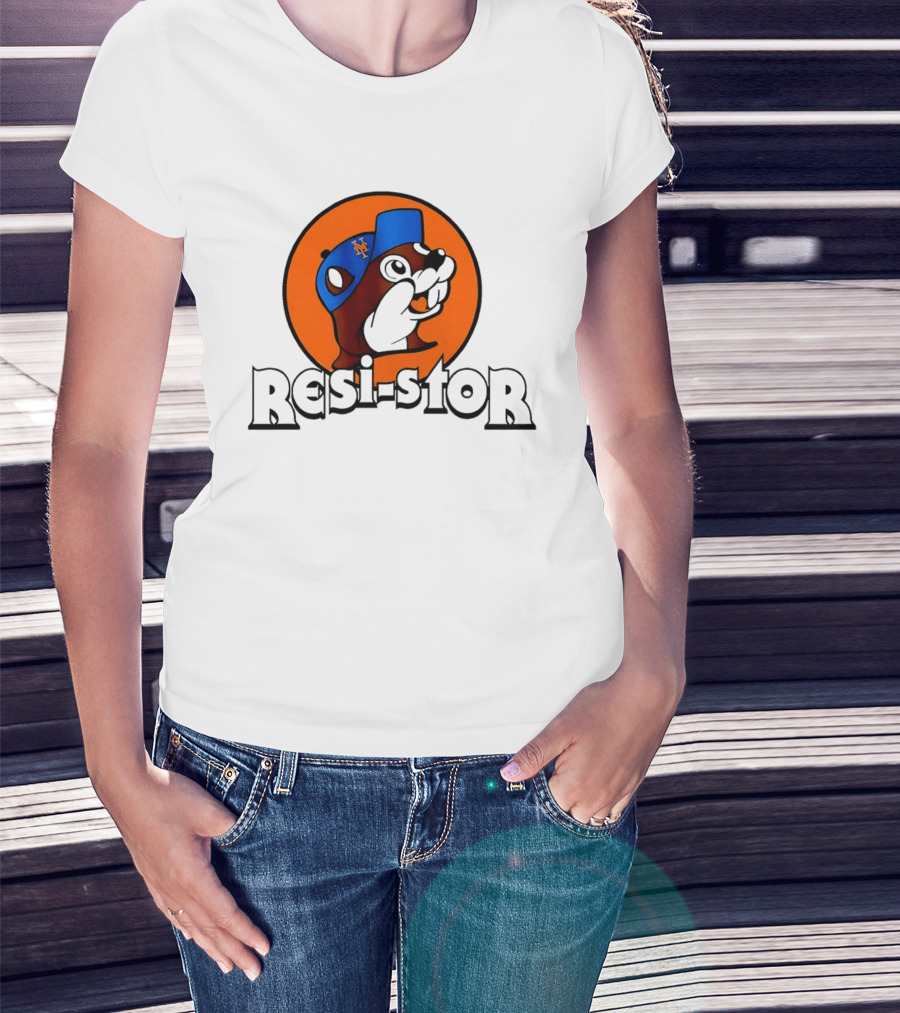New York Mets Buc Ee's Resi Stor Beaver Blue Cap T-Shirt
