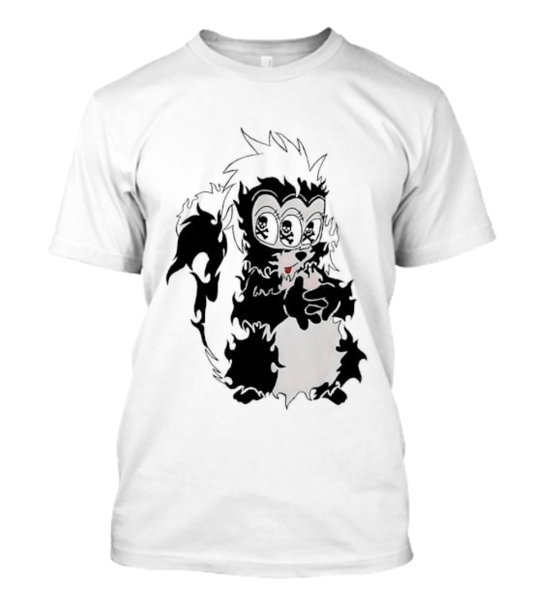 Three Eyed Skunk With Skull Eyes Surreal Creature T-Shirt