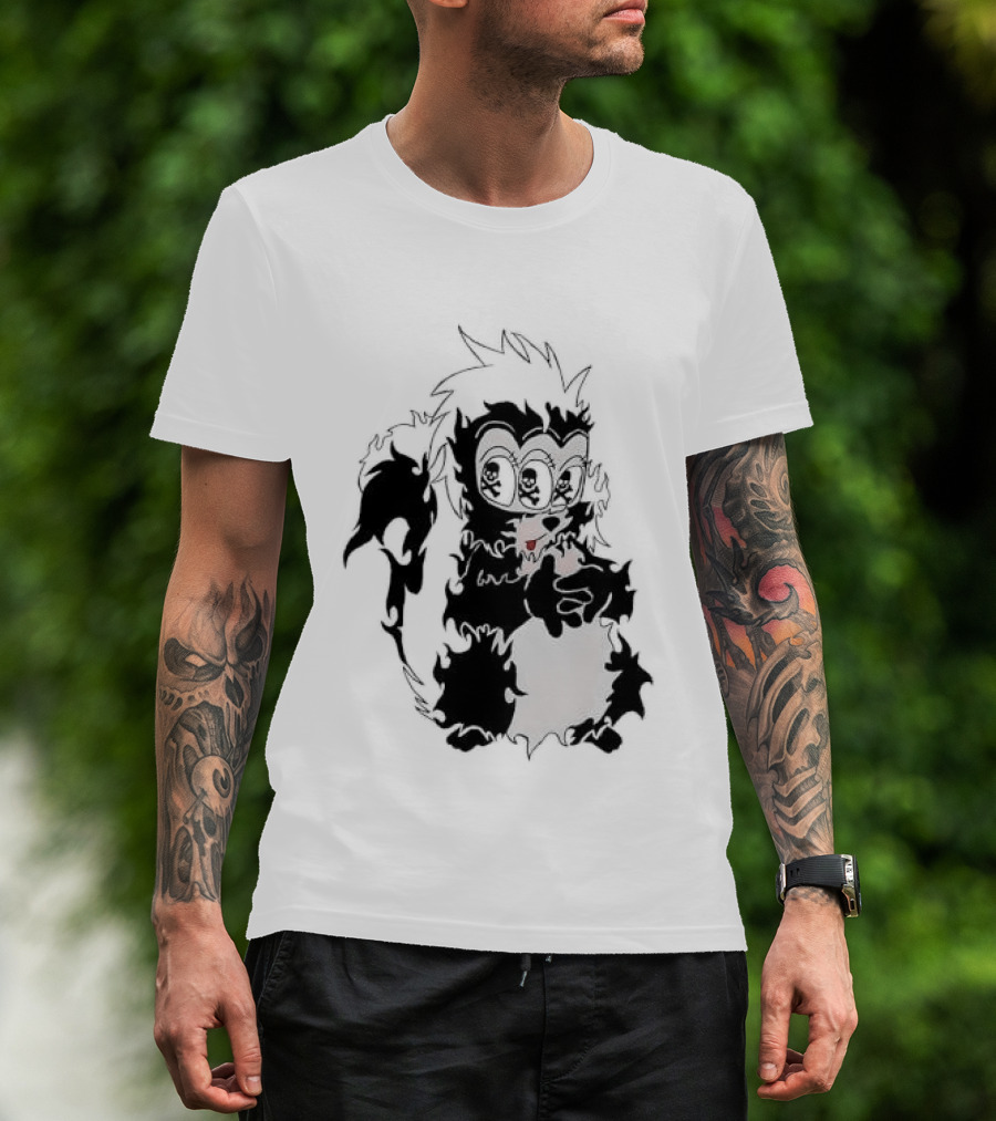 Three Eyed Skunk With Skull Eyes Surreal Creature T-Shirt