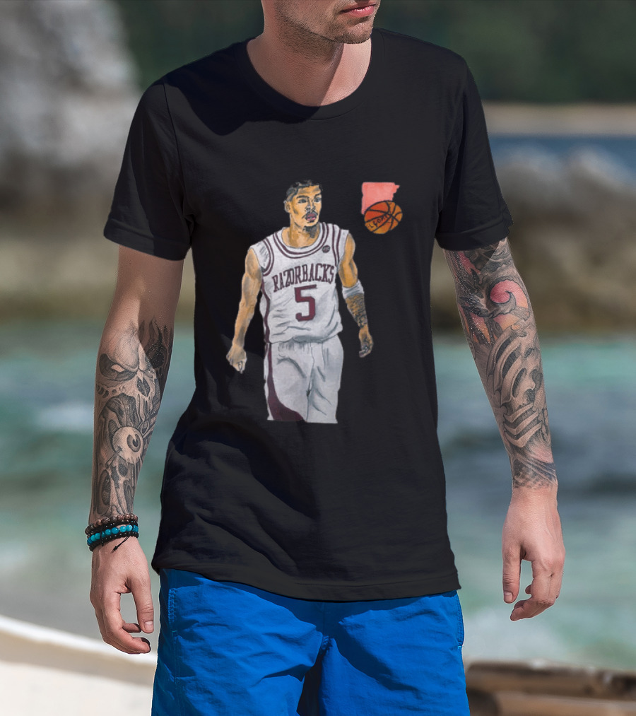 Razorbacks Number 5 Basketball Player Artwork Exclusively D To The A T-Shirt