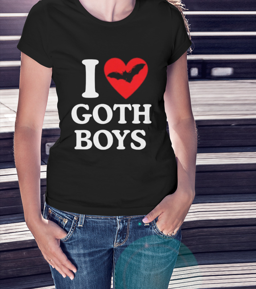 I Love Goth Boys Heart Bat T-Shirt