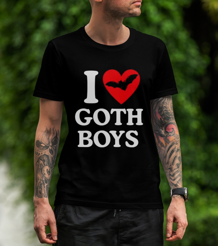 I Love Goth Boys Heart Bat T-Shirt