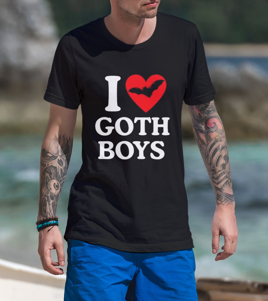 I Love Goth Boys Heart Bat T-Shirt