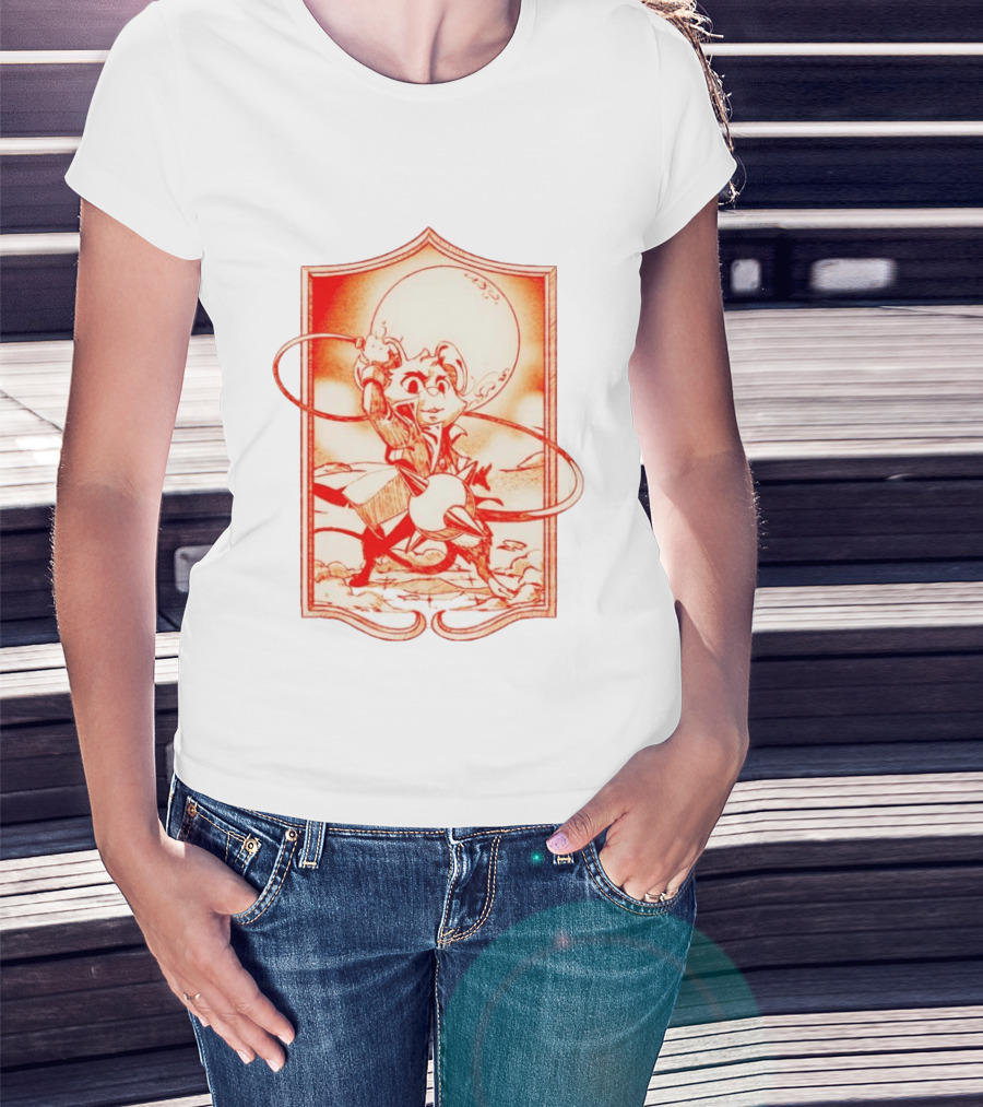 Biker Mice From Mars Throttle Wielding Flail Against Moonlit Backdrop T-Shirt