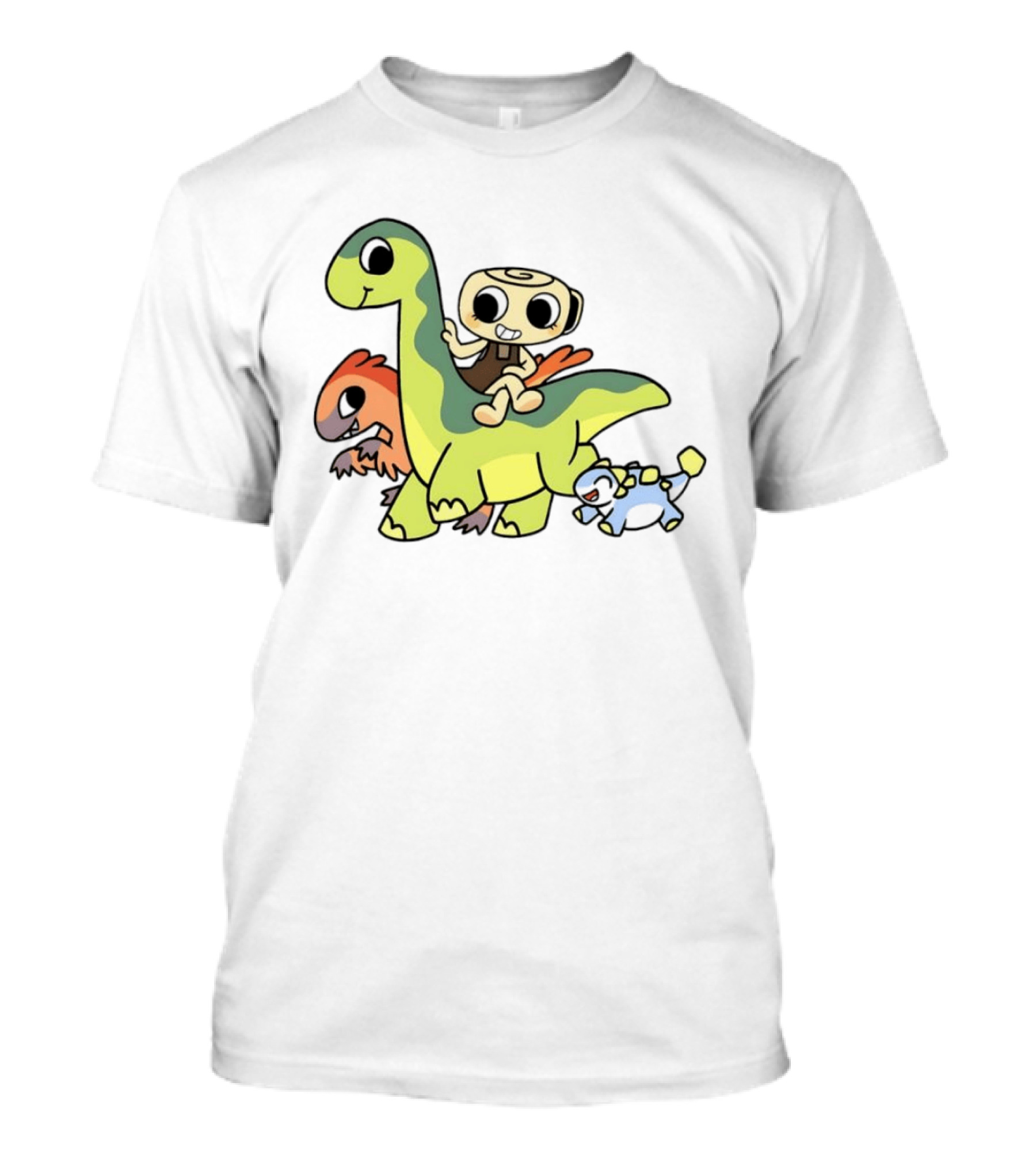 Cinnamon Roll Riding Dinosaurs Cute Cartoon Characters T-Shirt