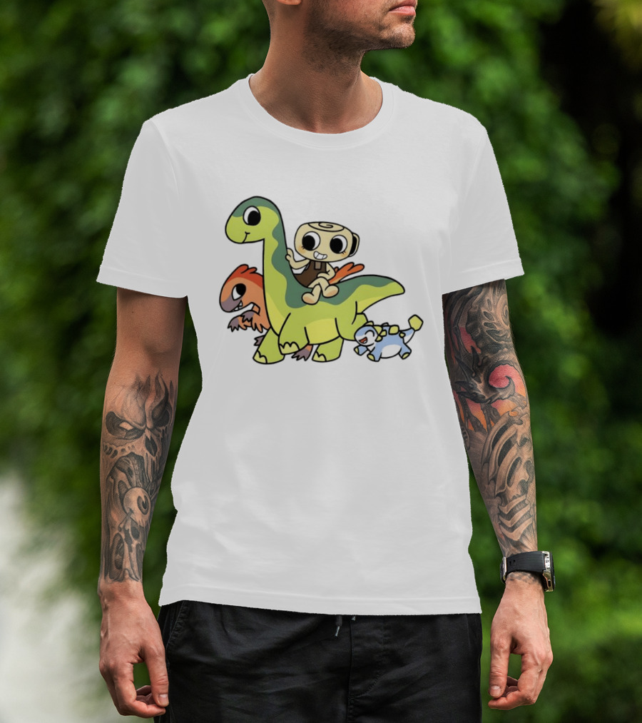 Cinnamon Roll Riding Dinosaurs Cute Cartoon Characters T-Shirt