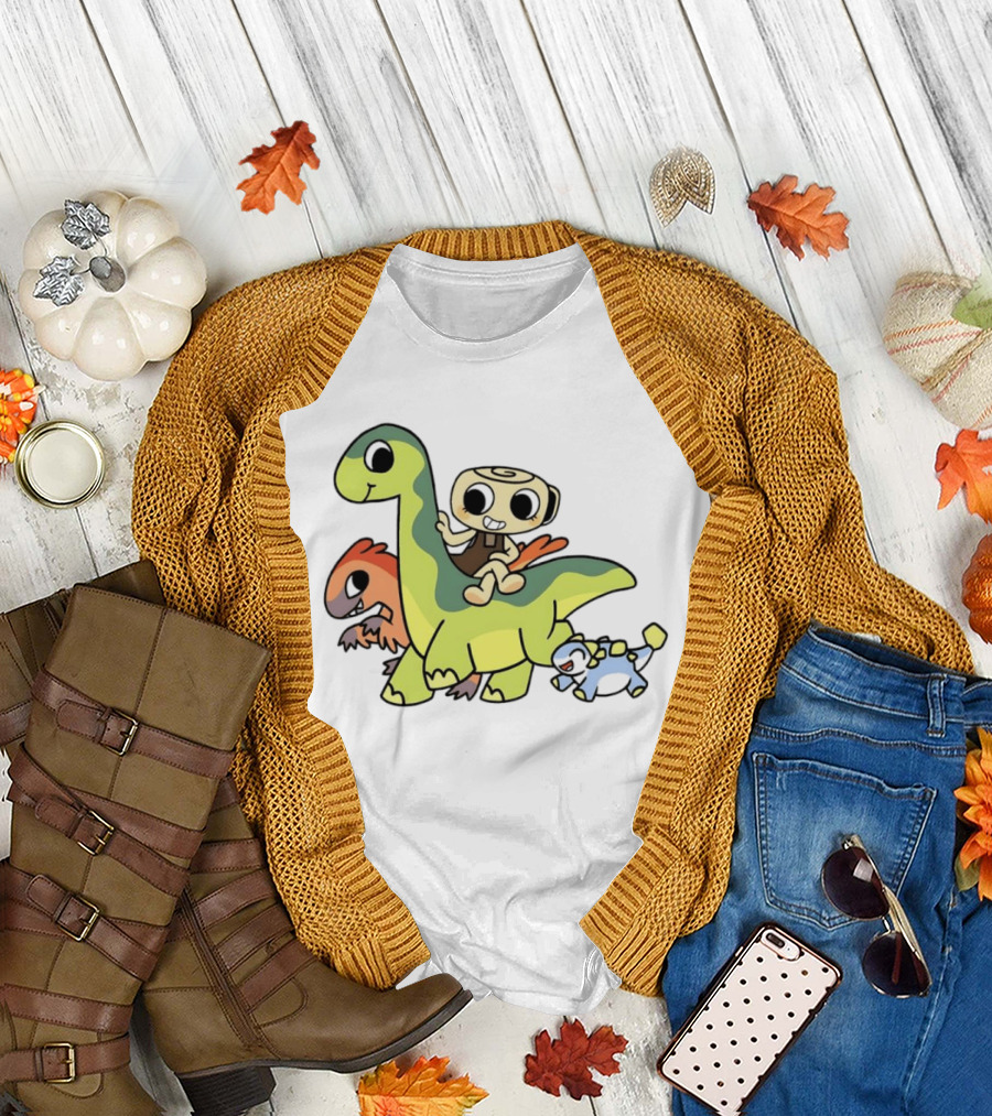 Cinnamon Roll Riding Dinosaurs Cute Cartoon Characters T-Shirt