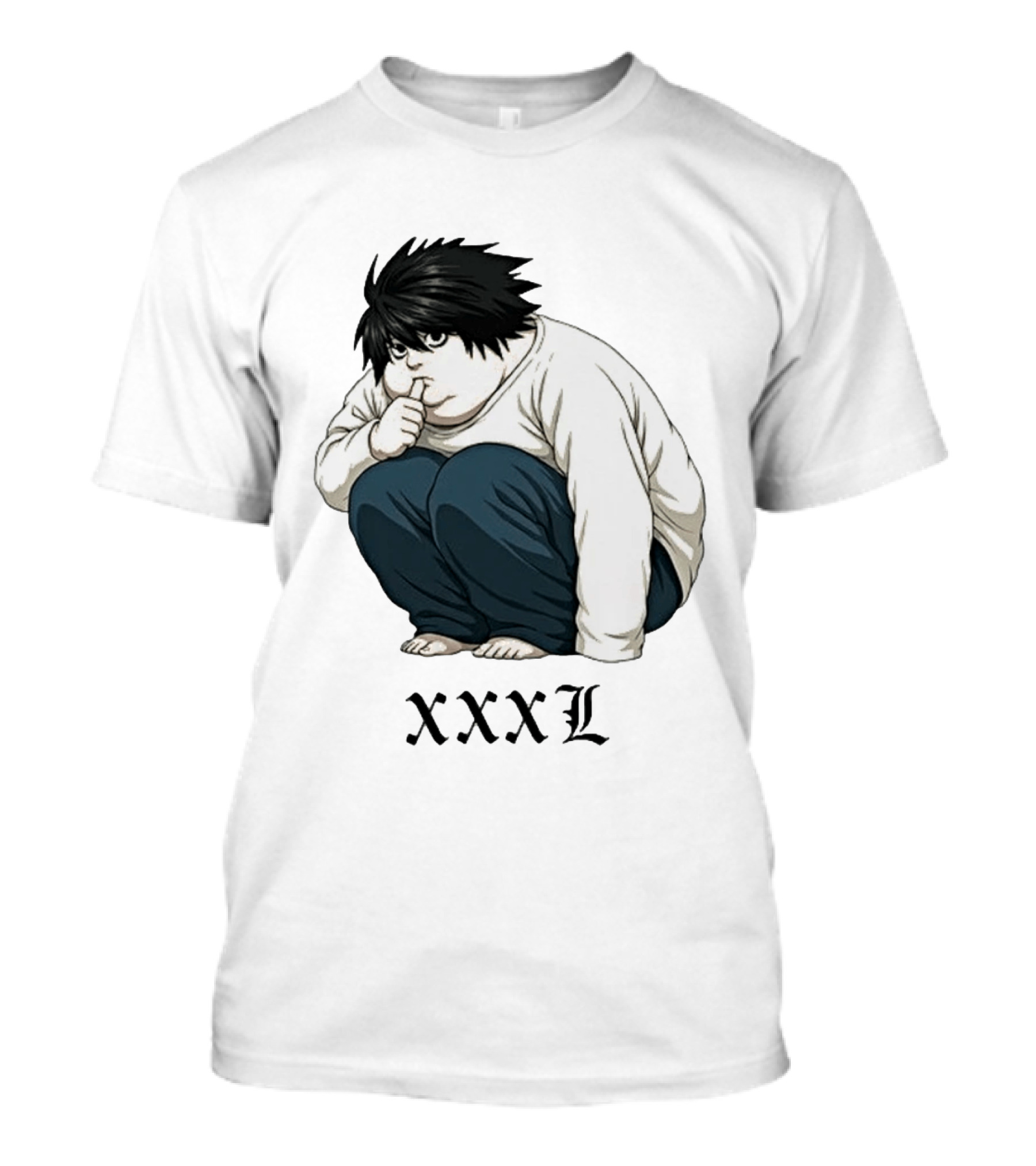 L Lawliet Xxxl Meme Anime Character Sitting Pose T-Shirt