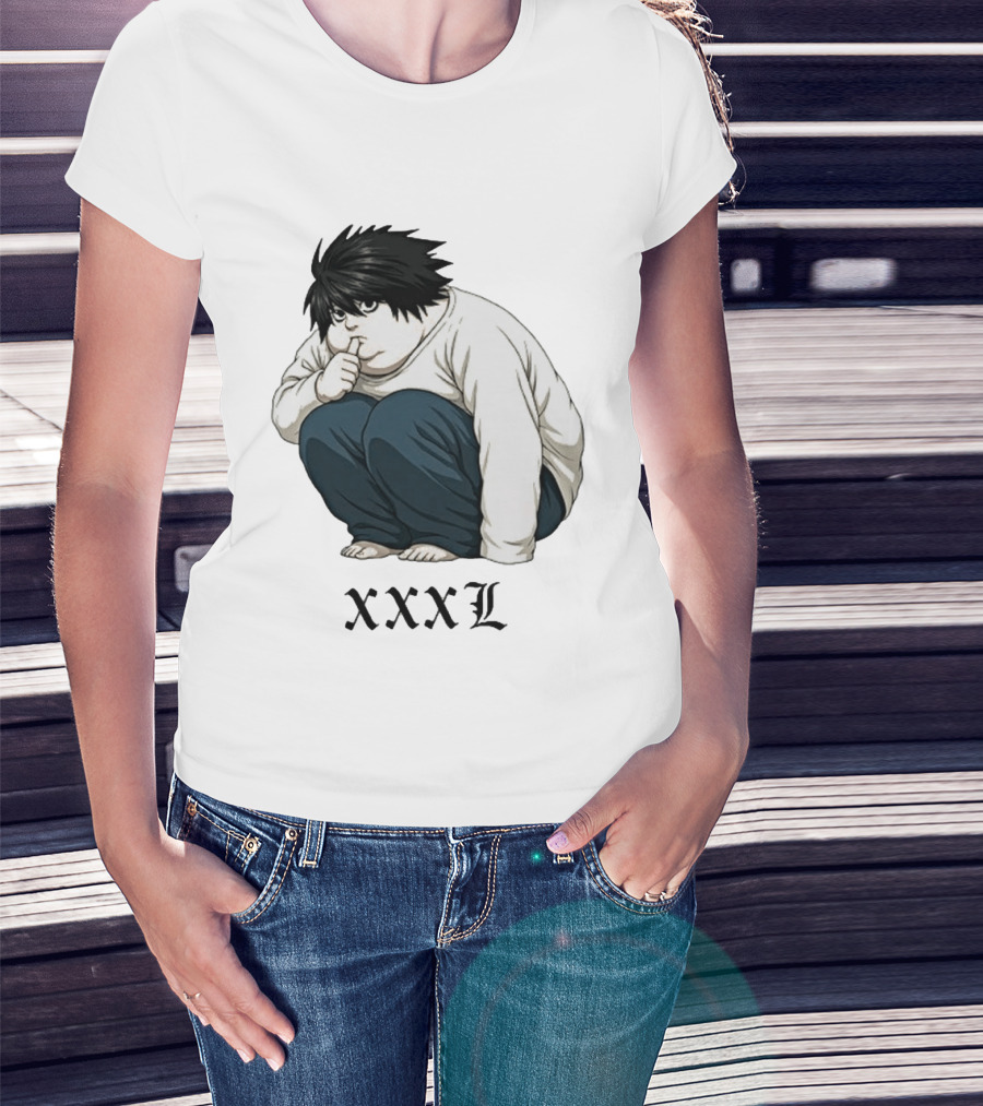 L Lawliet Xxxl Meme Anime Character Sitting Pose T-Shirt