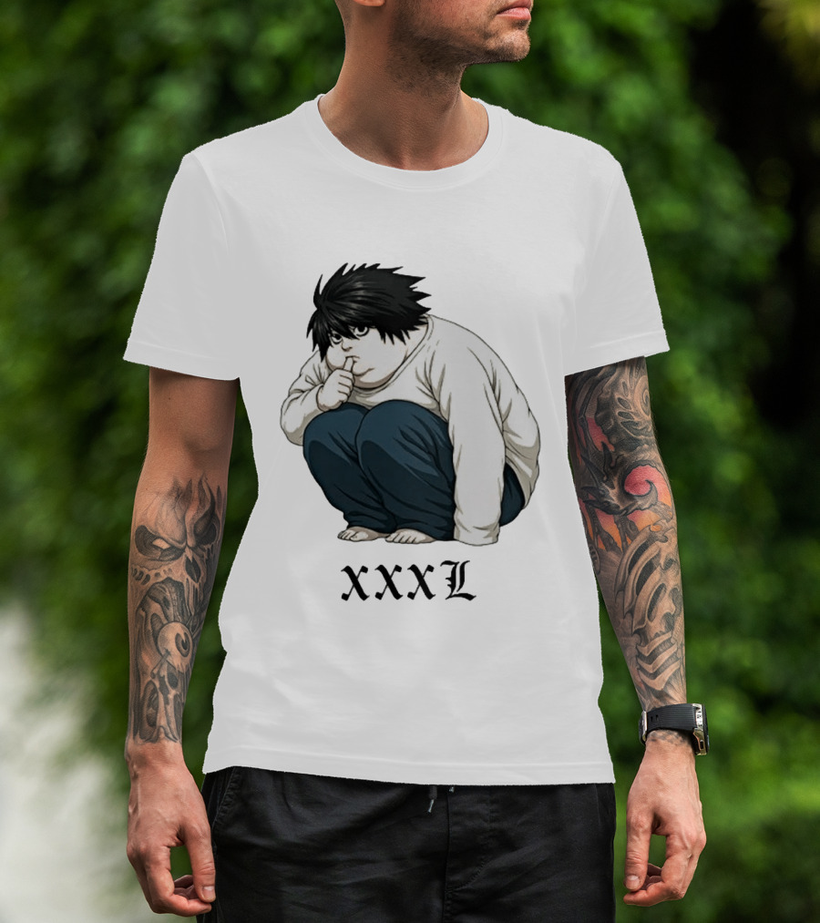 L Lawliet Xxxl Meme Anime Character Sitting Pose T-Shirt
