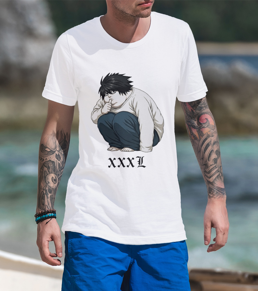 L Lawliet Xxxl Meme Anime Character Sitting Pose T-Shirt