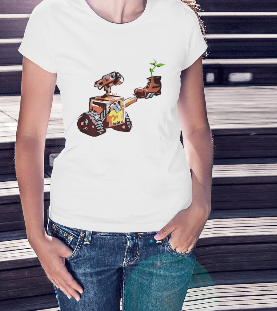 Pixar WALL E Holding Boot With Plant Iconic Scene T-Shirt