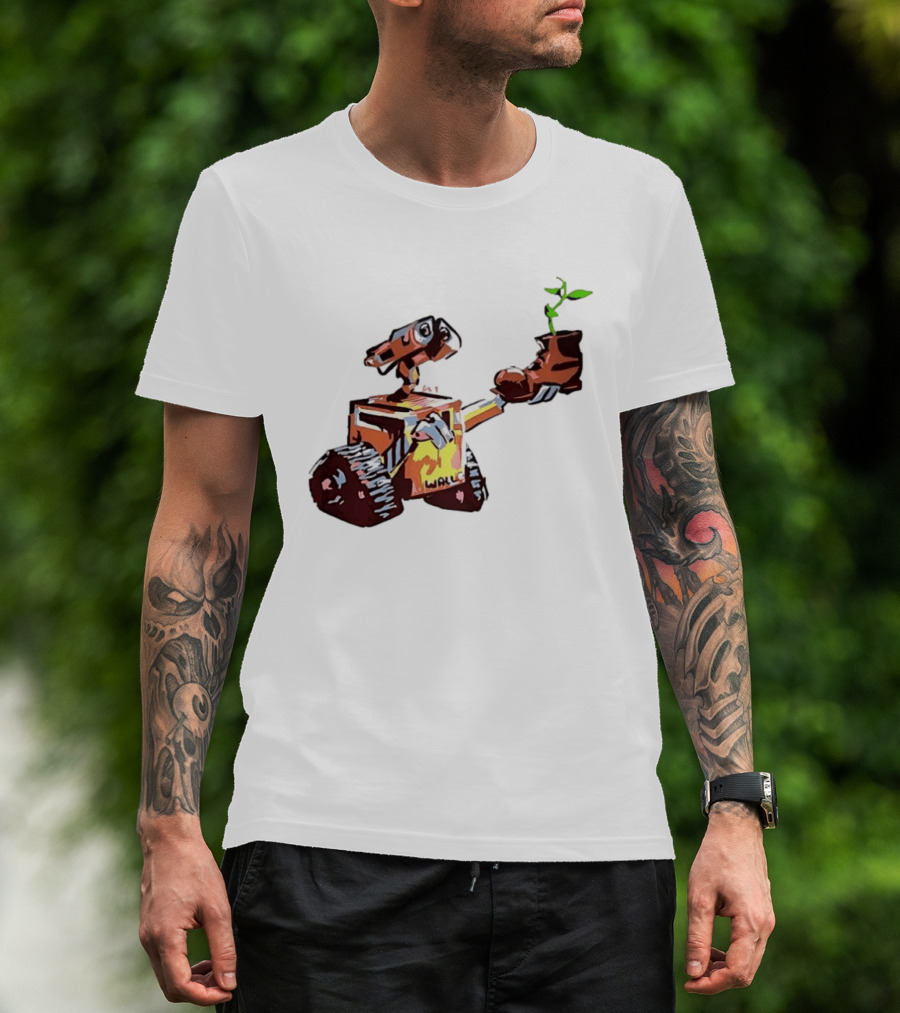 Pixar WALL E Holding Boot With Plant Iconic Scene T-Shirt