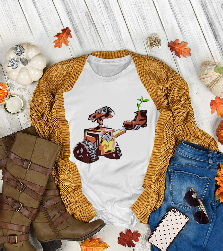 Pixar WALL E Holding Boot with Plant Iconic Scene T-Shirt