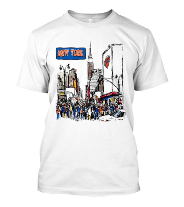New York Knicks NBA City Skyline Street Scene Basketball Team T-Shirt