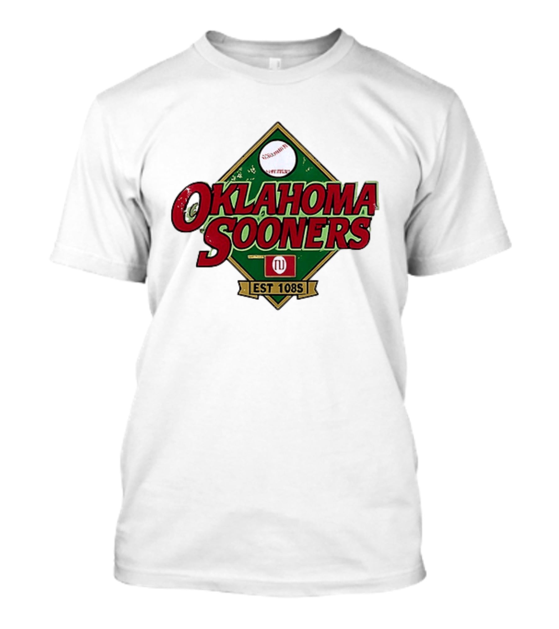 Oklahoma Sooners NCAA Baseball Est 108S Red Green Sports T-Shirt