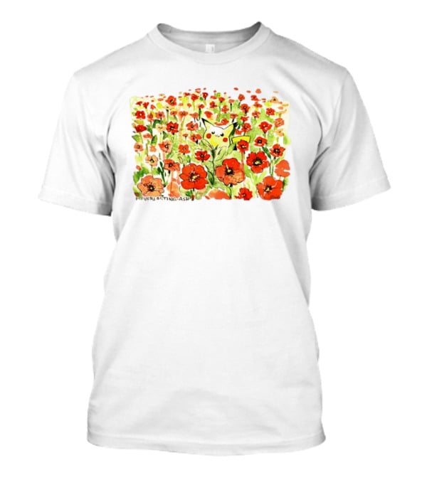 Pikachu Pokemon Everlasting Ash Floral Field T-Shirt