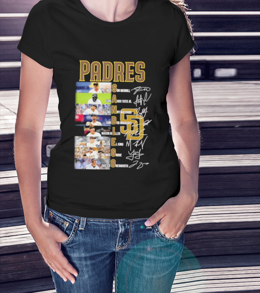 Padres San Diego Jackson Merrill Fernando Tatis Jr Manny Machado MLB Team Logos T-Shirt