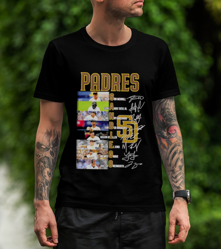 Padres San Diego Jackson Merrill Fernando Tatis Jr Manny Machado MLB Team Logos T-Shirt