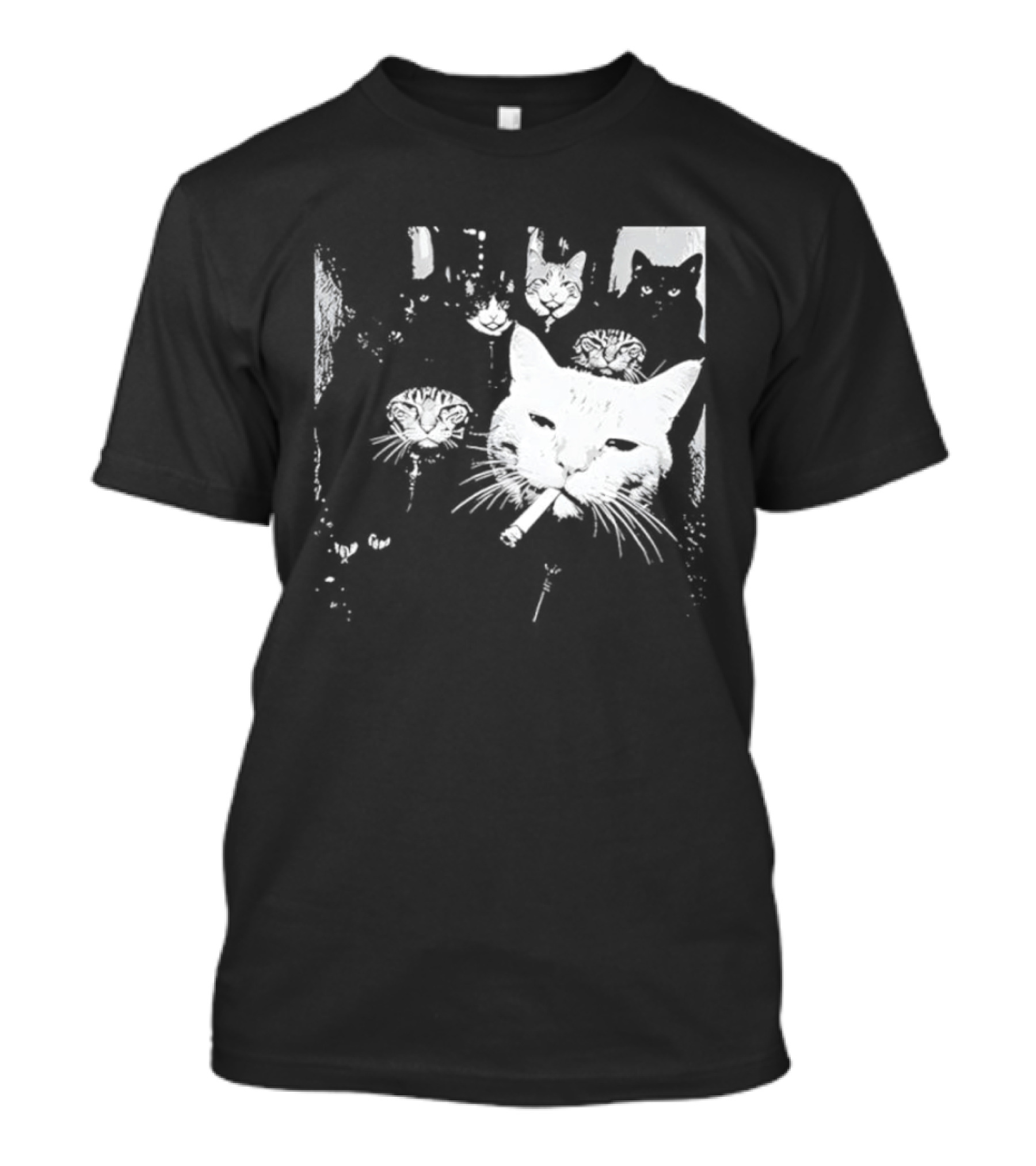 Smoking Cats Street Gang Hardened Feline Crew Members Motorcycle Club T-Shirt