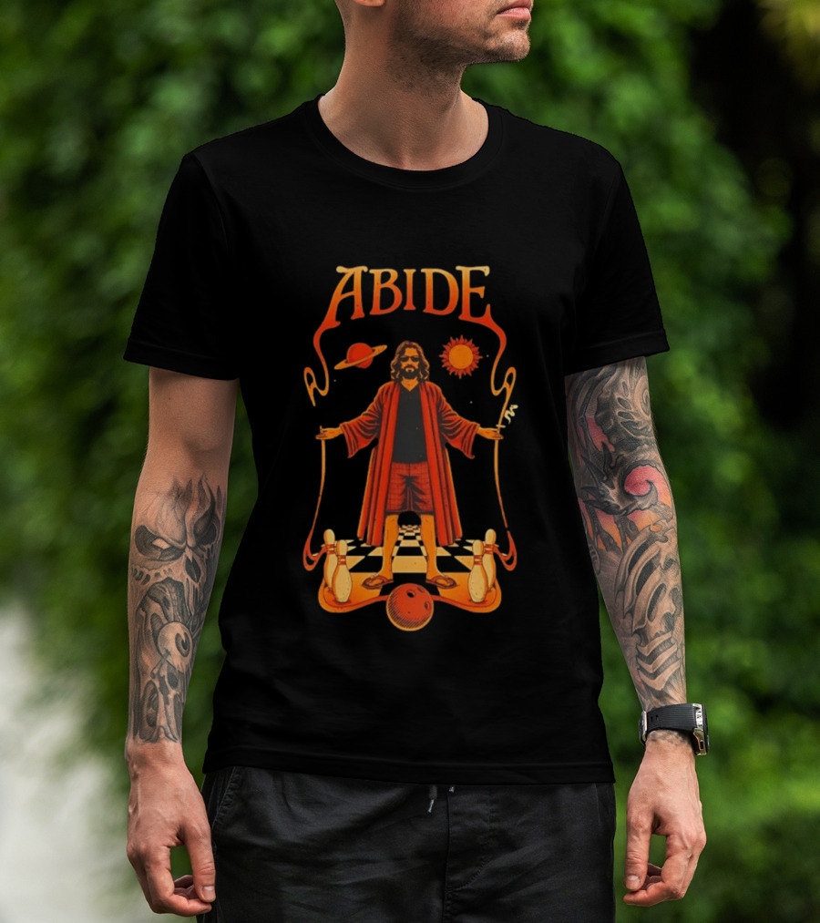The Big Lebowski Abide Dude Bowling Solar System T-Shirt
