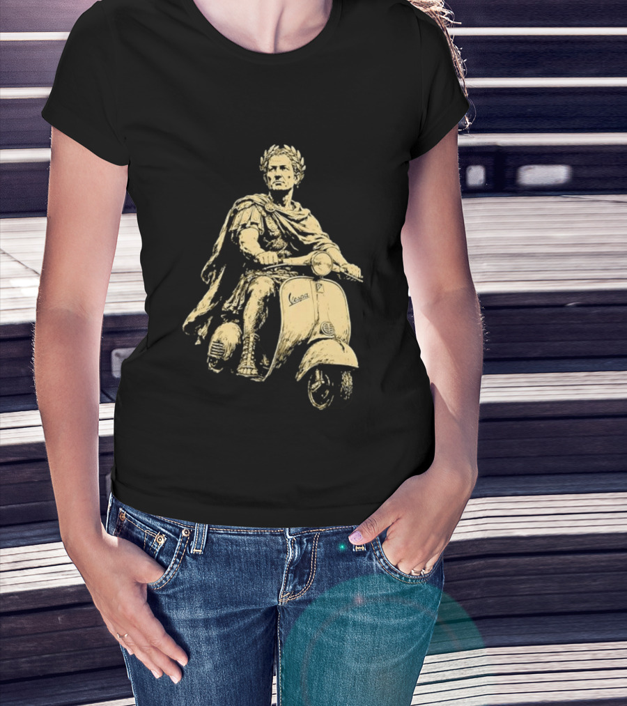 Julius Caesar Vespa Scooter Roman Warrior Motif T-Shirt