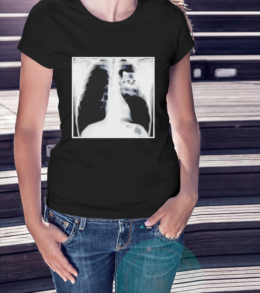 Kitten Chest X Ray Discovery Funny Cat Inside Joke T-Shirt
