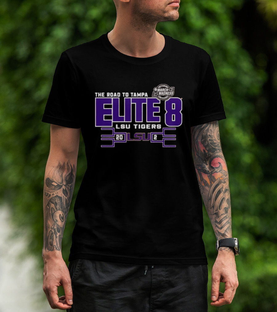 The Road To Tampa March Madness Elite 8 LSU Tigers 2025 NCAA Women's Basketball Tournament T-Shirt