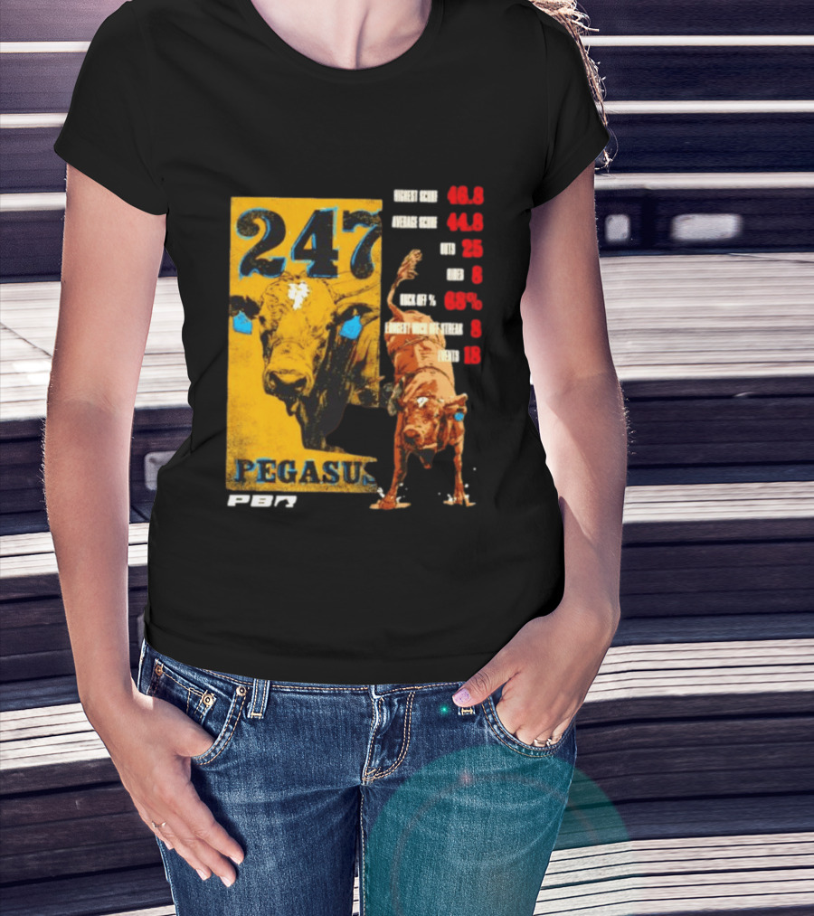 Pegasus 247 PBR Bull Riding Outs Stats Highest Average Score T-Shirt