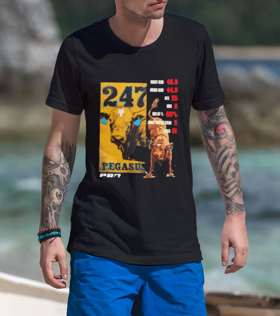 Pegasus 247 PBR Bull Riding Outs Stats Highest Average Score T-Shirt