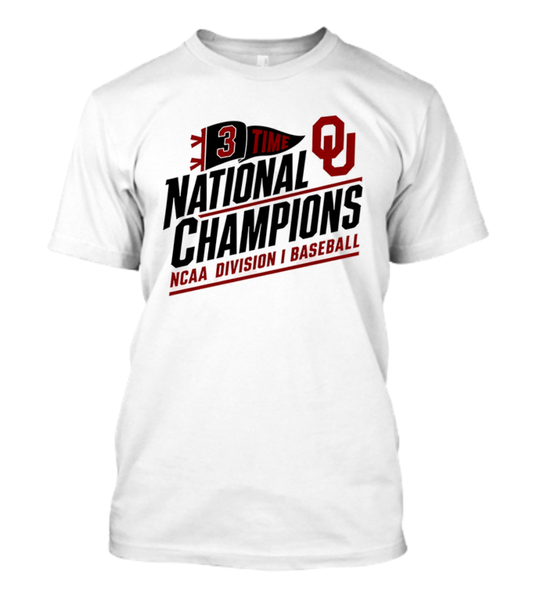 3 Time National Champions OU NCAA Division I Baseball T-Shirt
