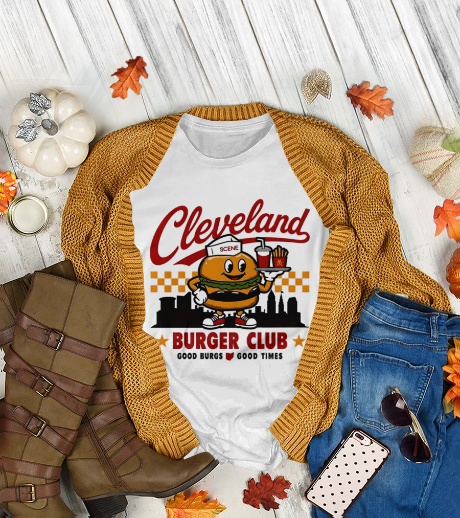 Cleveland Scene Burger Club City Skyline Good Burgs Good Times T-Shirt