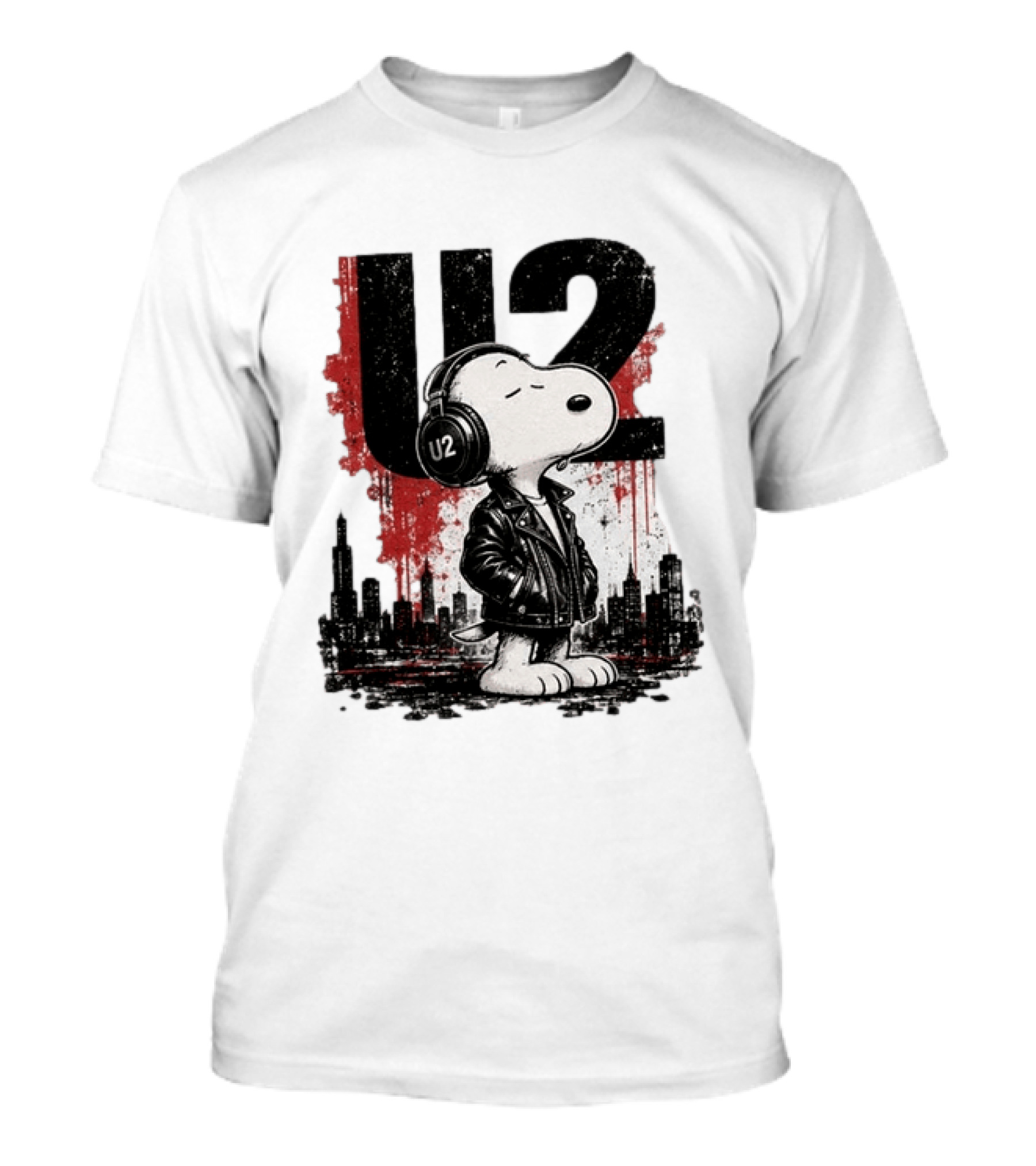 Snoopy U2 On Sky One Dream One Fearless Heart Urban Skyline T-Shirt