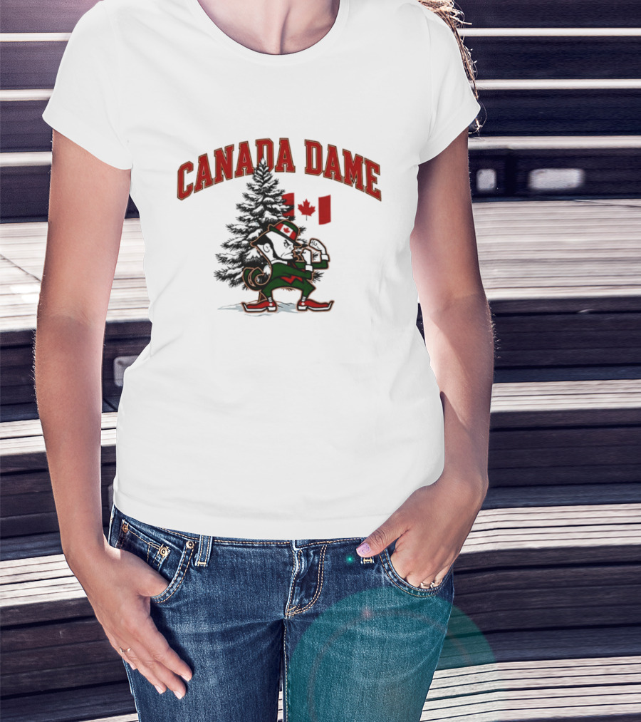 Canada Dame Irish Tree With Fighting Leprechaun And Maple Leaf T-Shirt