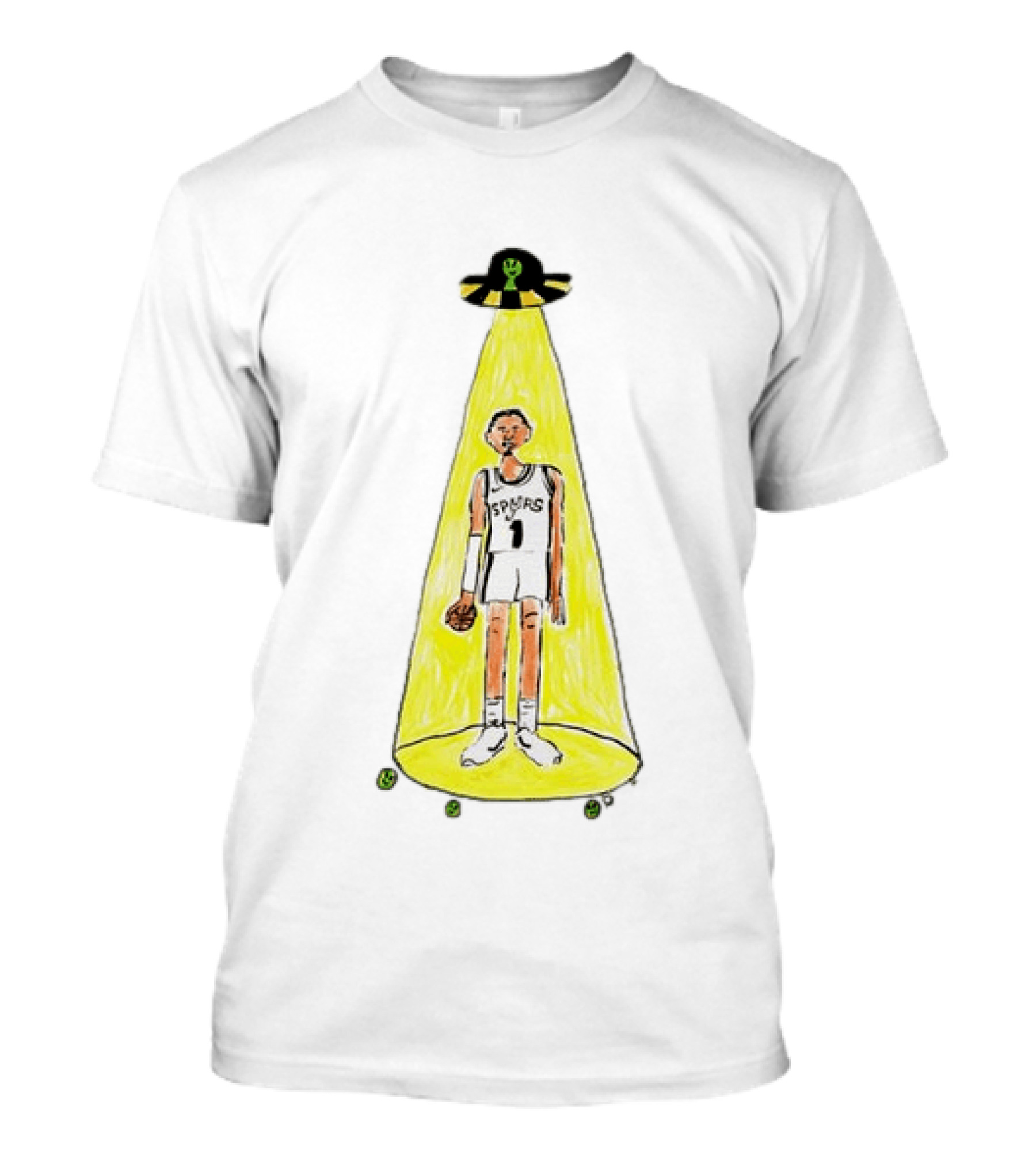 Victor Wembanyama Spurs NBA Out Of This World Alien Abduction Doodle T-Shirt