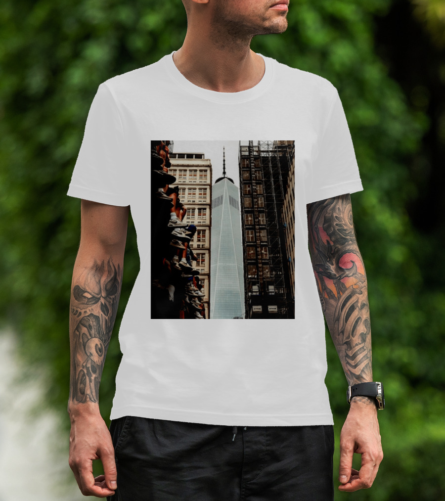 Jalen Brunson New York Knicks One World Trade Center Basketball Sneakers T-Shirt