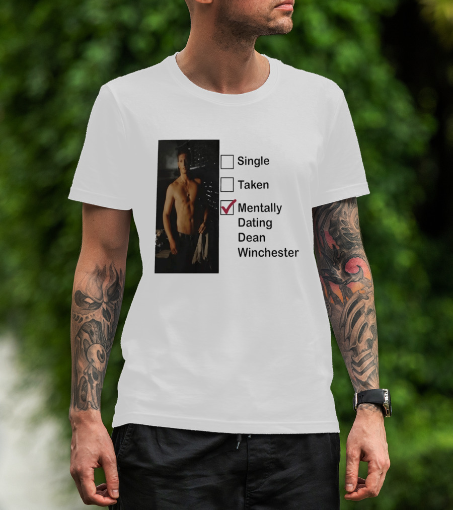 Jensen Ackles Less Mentally Dating Dean Winchester Single Taken Checked T-Shirt