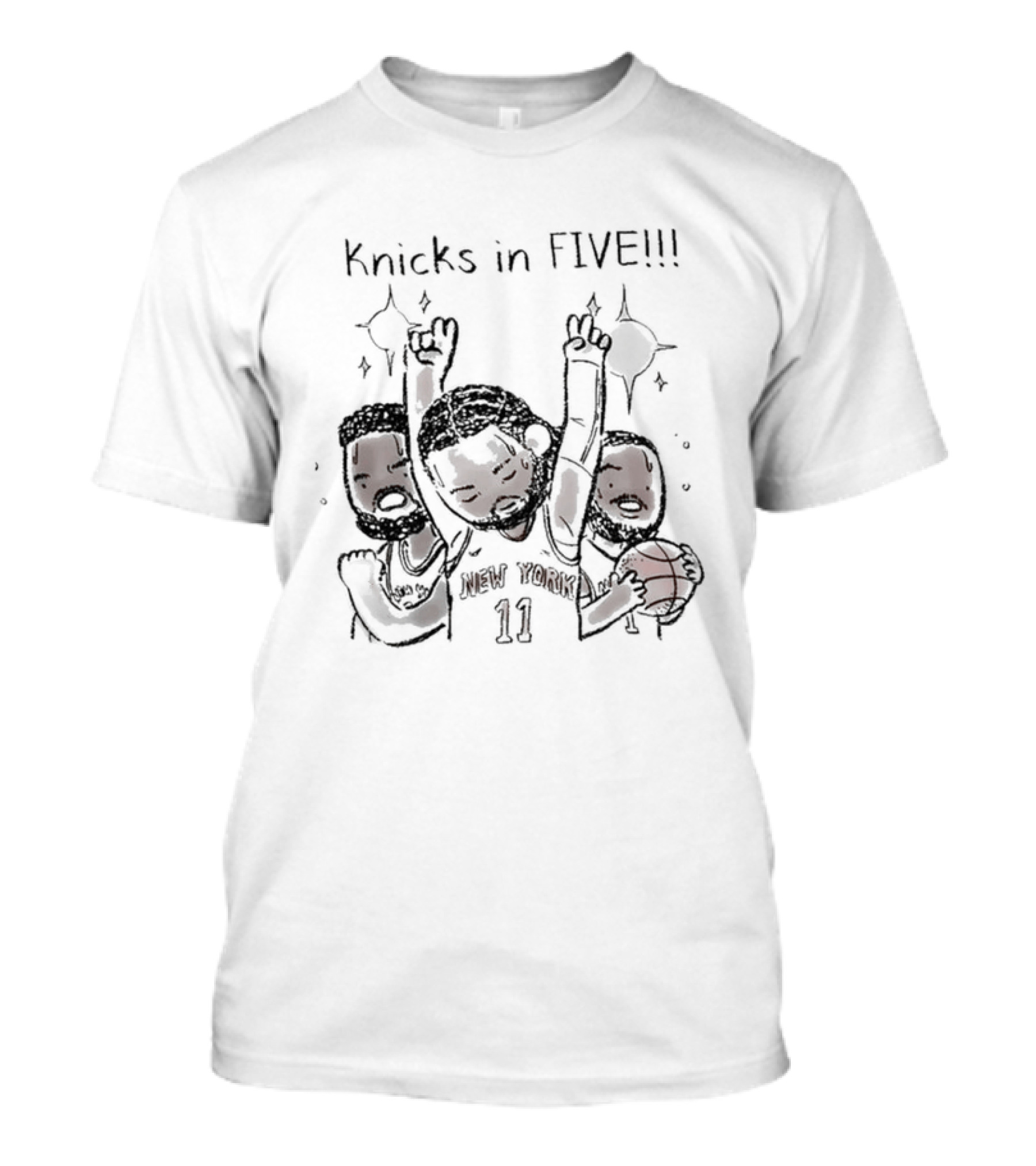 Knicks In Five Caricature Basketball Celebration T-Shirt