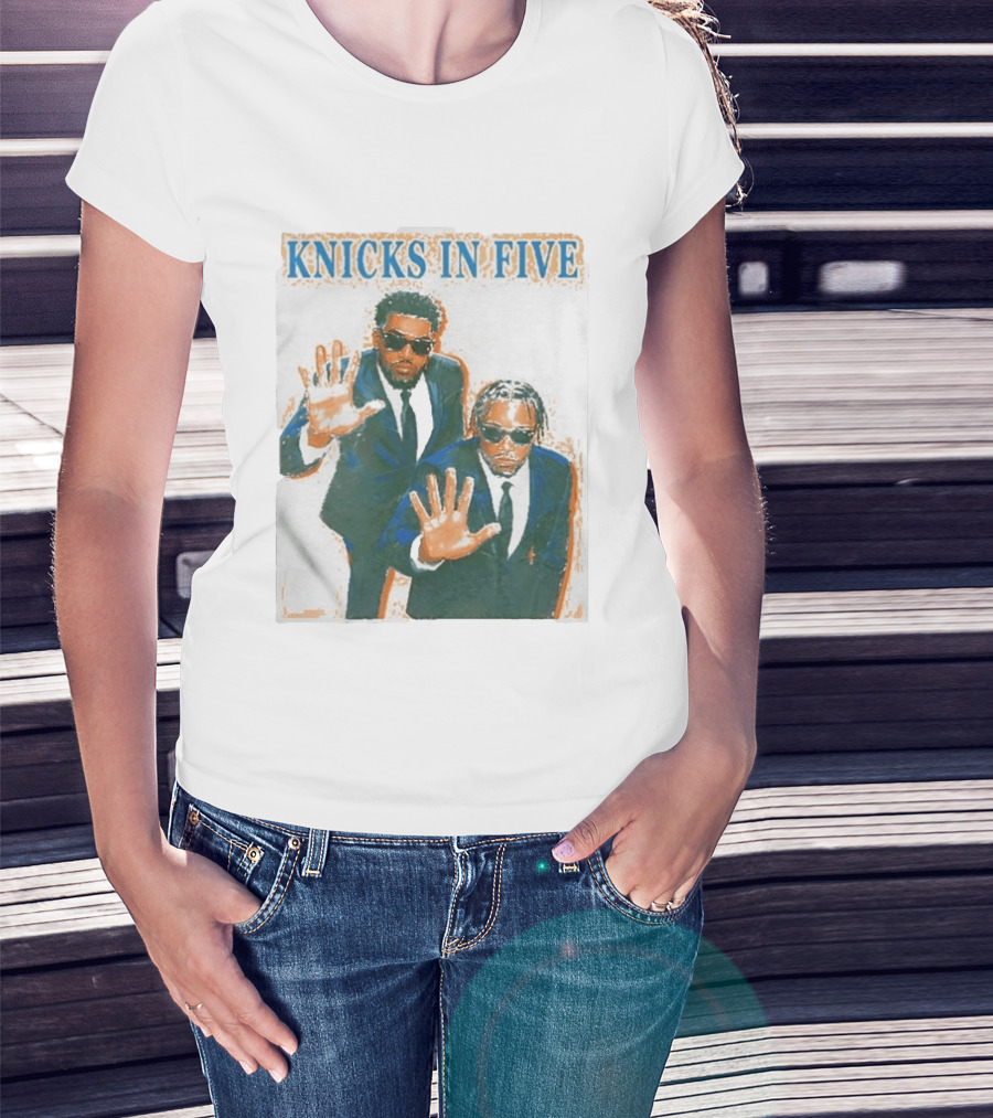 Knicks In Five Mikal Bridges Og Anunoby Players In Suits T-Shirt