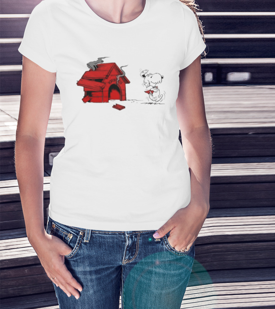 Krypto The Superdog Peanuts Snoopy Comic Book House Destruction Scene T-Shirt