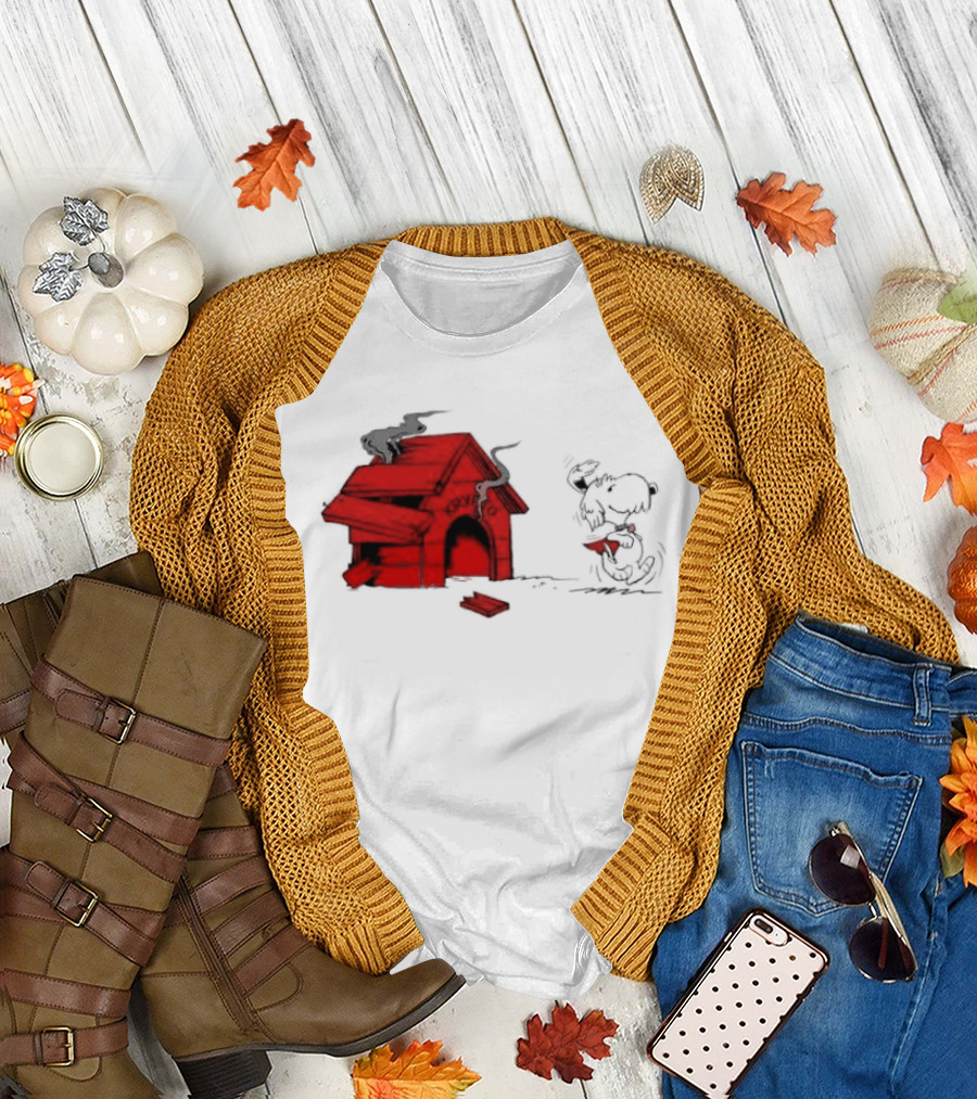 Krypto the Superdog Peanuts Snoopy Comic Book House Destruction Scene T-Shirt