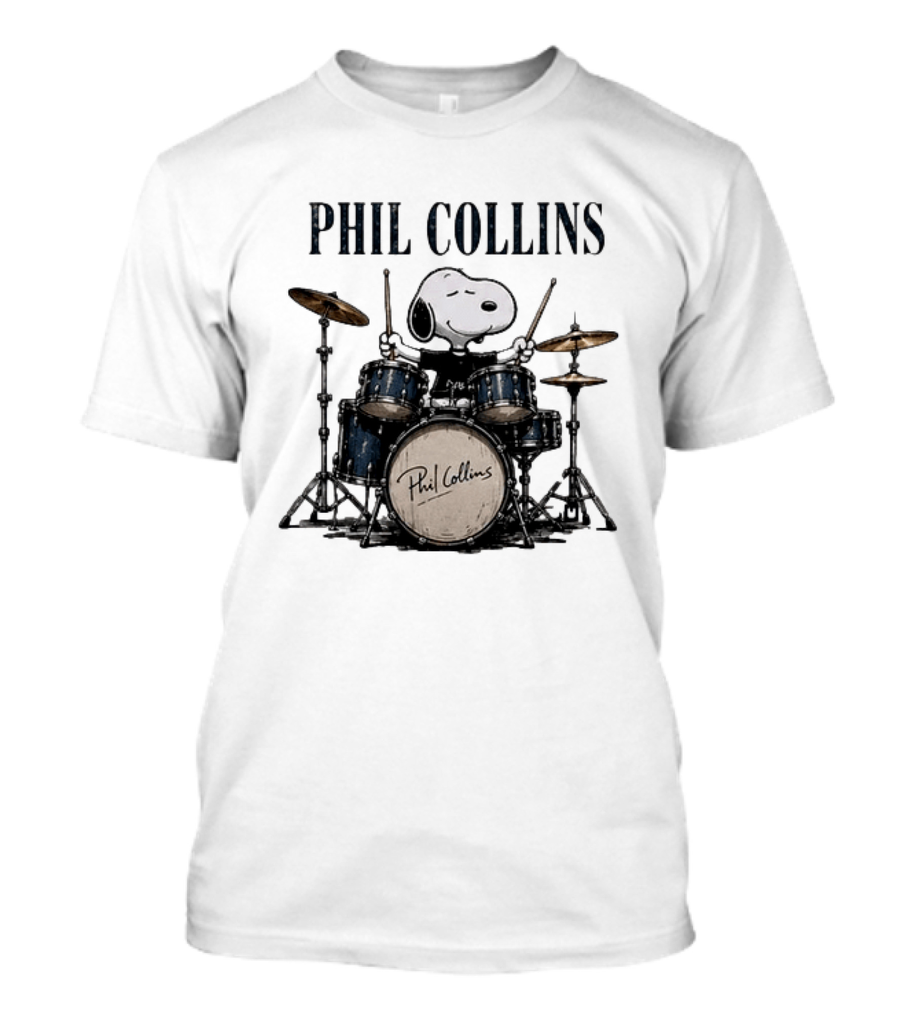 Snoopy Playing Drums Phil Collins Feel The Rhythm Trust The Heart Let It Flow T-Shirt