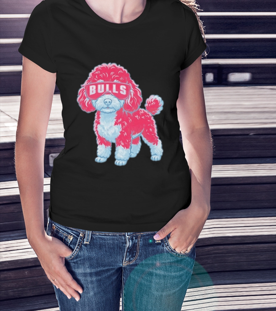 Chicago Bulls Poodle Cartoon Glasses T-Shirt
